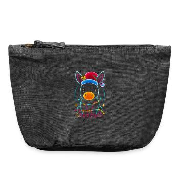 Donkey Elf Christmas Funny Gift - Vintage Zip Pouch 18 x 21 cm - vintage black - Front