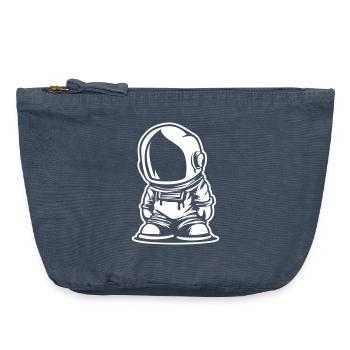 Cartoon style astronaut design - Vintage Zip Pouch 18 x 21 cm - vintage denim - Front