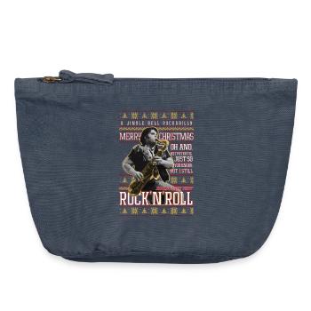 Eddie Rockabilly Sax Sweat Vilain de Noël - Pochette zippée vintage 18 x 21 cm - vintage bleu jeans - Devant