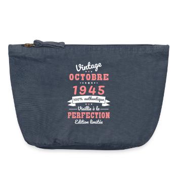 80. Geburtstag - Jahrgang - Oktober 1945 - Vintage Reißverschluss-Täschchen (18 x 21 cm) - Vintage Denim - Vorne