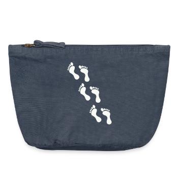 Kleine Fußabdrücke auf Schwarz - Vintage Reißverschluss-Täschchen (18 x 21 cm) - Vintage Denim - Vorne