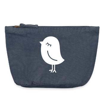 Sparrow Bird – Peep Chick Tweet Birdie - Vintage Zip Pouch 18 x 21 cm - vintage denim - Front