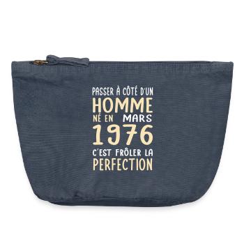 50th Anniversary - Born in March 1976 - Vintage Zip Pouch 18 x 21 cm - vintage denim - Front