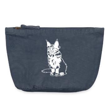 Maine coon cat "Black Edition" - Vintage Zip Pouch 18 x 21 cm - vintage denim - Front