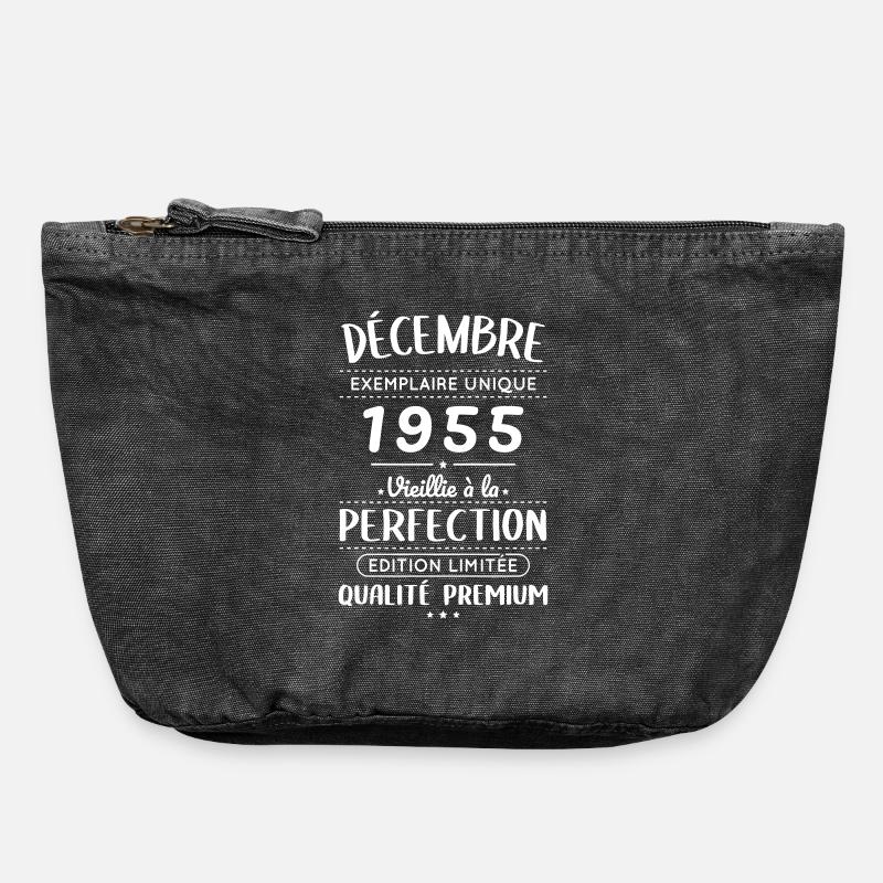 70-jähriges Jubiläum - Dezember 1955 Perfektion - Vintage Reißverschluss-Täschchen (18 x 21 cm) - Vintage Schwarz