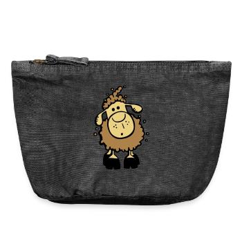Flauschiges Schaf I Schäfchen I Kinder Geschenk - Vintage Reißverschluss-Täschchen (18 x 21 cm) - Vintage Schwarz - Vorne