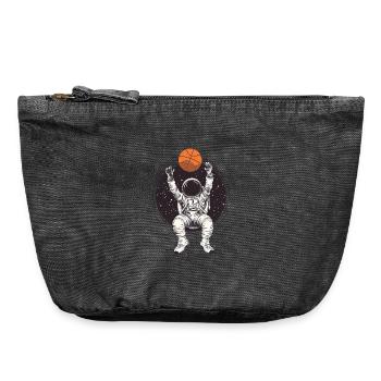 Astronaute jouant au basket-ball dans l’espace - Design amusant - Pochette zippée vintage 18 x 21 cm - noir vintage - Devant