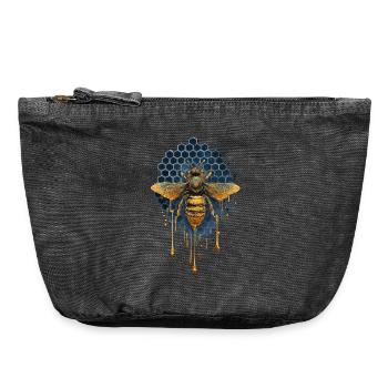 Miel d’abeille doré - apiculteur - Pochette zippée vintage 18 x 21 cm - noir vintage - Devant