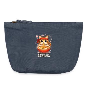 Ramen Katze - Vintage Reißverschluss-Täschchen (18 x 21 cm) - Vintage Denim - Vorne