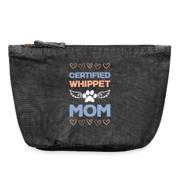 Zertifizierte Whippet Mama - Vintage Reißverschluss-Täschchen (18 x 21 cm) - Vintage Schwarz - Vorne