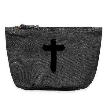 Kreuz Design im Graffiti-Style - Vintage Reißverschluss-Täschchen (18 x 21 cm) - Vintage Schwarz - Vorne