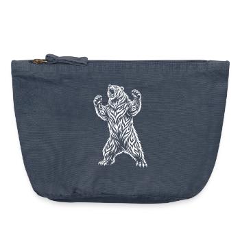 Tribal Polar Bear – Wild Bear Motif - Vintage Zip Pouch 18 x 21 cm - vintage denim - Front