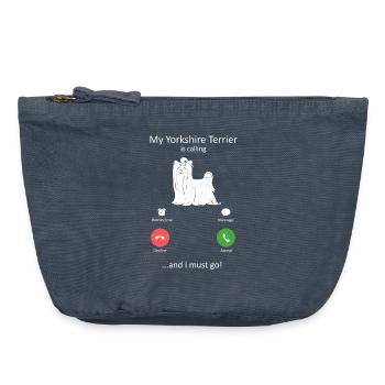 Yorkshire Terrier ruft Hundeliebhaber Telefonbildschirm - Vintage Reißverschluss-Täschchen (18 x 21 cm) - Vintage Denim - Vorne