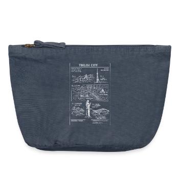 Carte esquissée de la ville de Tbilissi - Pochette zippée vintage 18 x 21 cm - vintage bleu jeans - Devant