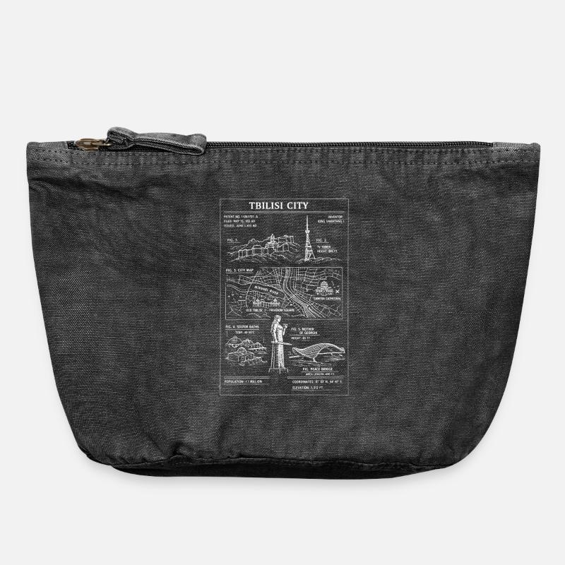 Tbilisi City Sketch Map - Vintage Zip Pouch 18 x 21 cm - vintage black