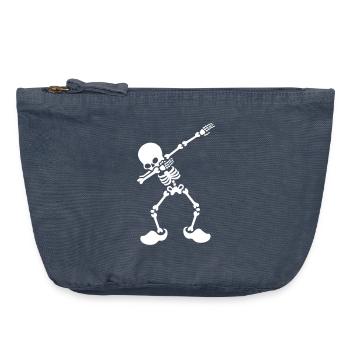 Dab dabbende skeleton dutch clogs holland - Vintage Zip Pouch 18 x 21 cm - vintage denim - Front