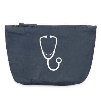 Stethoscope Medicine Doctor Nursing Heart - Vintage Zip Pouch 18 x 21 cm - vintage denim - Front