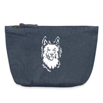 Harzer Fuchs Kopf "Black Edition" - Vintage Reißverschluss-Täschchen (18 x 21 cm) - Vintage Denim - Vorne