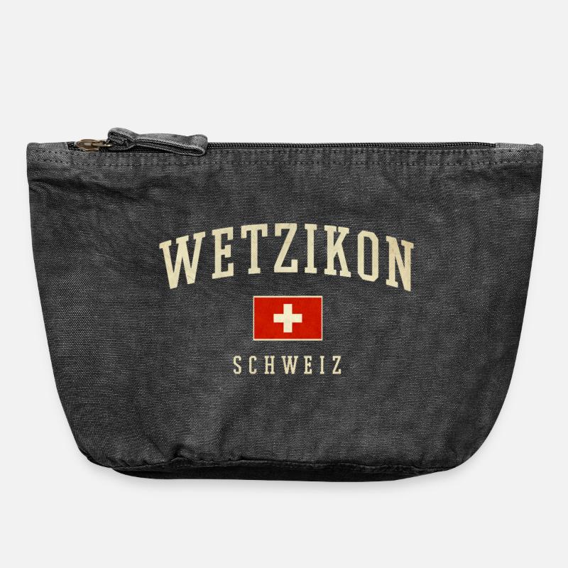 Logo du drapeau Wetzikon Suisse - Pochette zippée vintage 18 x 21 cm - noir vintage