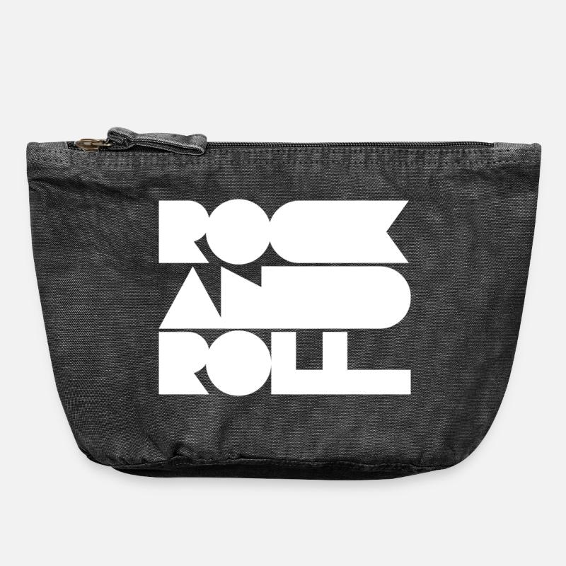 Rock and Roll Geometric Bold Cool Typography - Vintage Zip Pouch 18 x 21 cm - vintage black