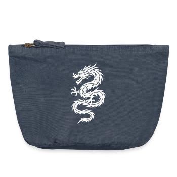 Tribal Drache Silhouette - Vintage Reißverschluss-Täschchen (18 x 21 cm) - Vintage Denim - Vorne