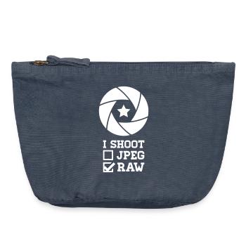 I Shoot Fotografie – Kamera Design für Fotografen - Vintage Reißverschluss-Täschchen (18 x 21 cm) - Vintage Denim - Vorne
