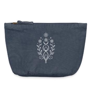 Kleine Mittsommer Göttin – Spirituelles Motiv - Vintage Reißverschluss-Täschchen (18 x 21 cm) - Vintage Denim - Vorne