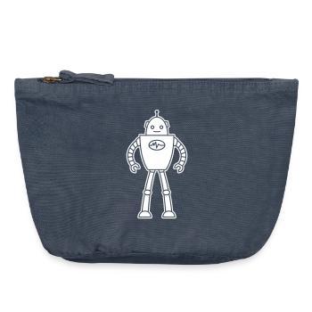 Robots du futur – Chemise de nerd de science-fiction IA - Pochette zippée vintage 18 x 21 cm - vintage bleu jeans - Devant