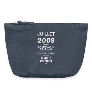 Anniversaire 18 ans - Juillet 2008 Original - Pochette zippée vintage 18 x 21 cm - vintage bleu jeans - Devant