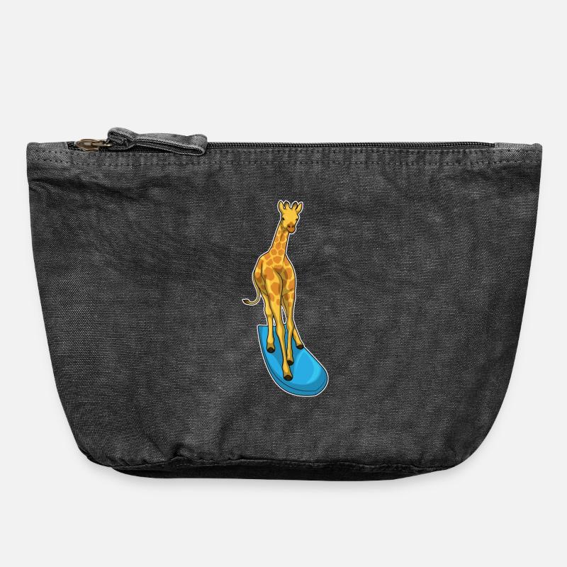 Giraffe Surfer Surfbrett - Vintage Reißverschluss-Täschchen (18 x 21 cm) - Vintage Schwarz