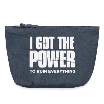I got the Power to ruin everything– Große Typo - Vintage Zip Pouch 18 x 21 cm - vintage denim - Front