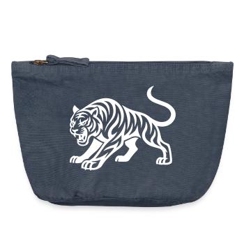 Tiger Animal Tier - Vintage Zip Pouch 18 x 21 cm - vintage denim - Front