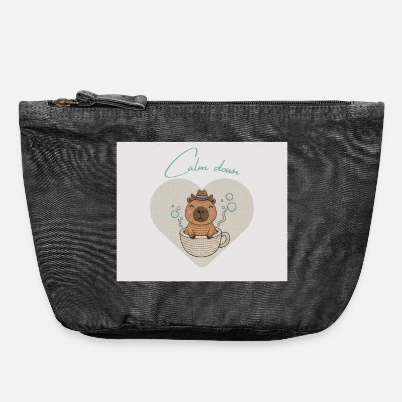 Frissons de hamster dans une tasse de thé - Pochette zippée vintage 18 x 21 cm - noir vintage