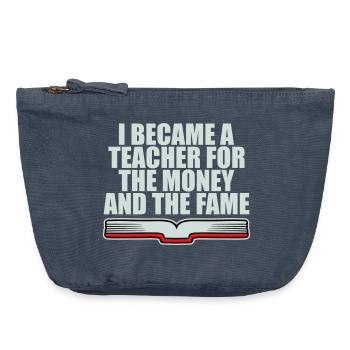 Je suis devenu professeur pour le logo de blague sur l’argent et la célébrité - Pochette zippée vintage 18 x 21 cm - vintage bleu jeans - Devant