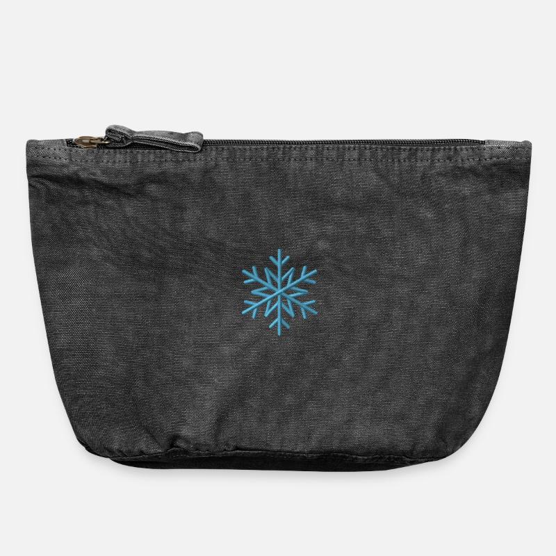 Snowflake embroidered - Vintage Zip Pouch 18 x 21 cm - vintage black