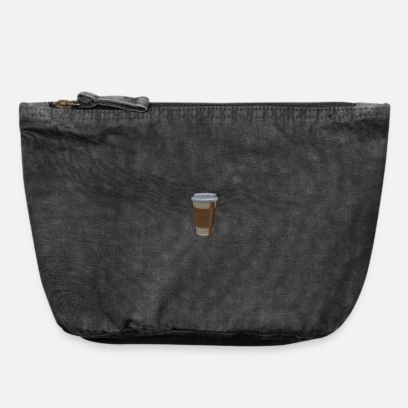 Embroidered coffee mug - Vintage Zip Pouch 18 x 21 cm - vintage black