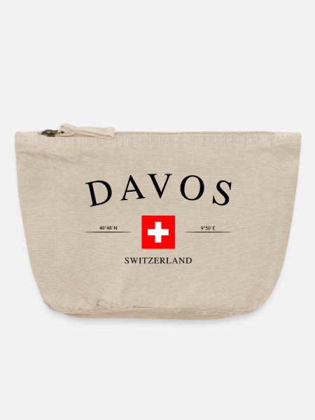 Davos Schweiz – Urlaub Souvenir & Geschenk - Vintage Reißverschluss-Täschchen (18 x 21 cm) - Vintage Sand