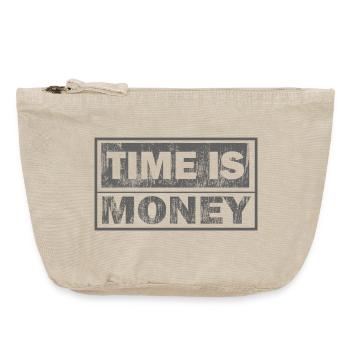 Le temps, c’est de l’argent : texte de deux lignes - Pochette zippée vintage 18 x 21 cm - sable vintage  - Devant