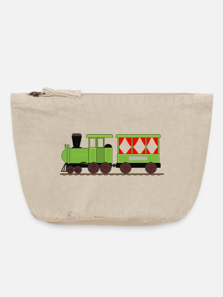 Dampflok Zug Eisenbahn - Vintage Reißverschluss-Täschchen (18 x 21 cm) - Vintage Sand 