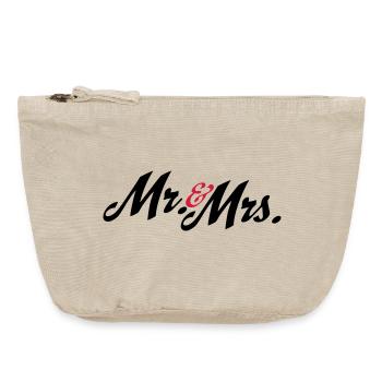 Tolles Design für das Brautpaar, Mr and Mrs - Vintage Reißverschluss-Täschchen (18 x 21 cm) - Vintage Sand  - Vorne