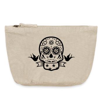 Schädel old school - Vintage Reißverschluss-Täschchen (18 x 21 cm) - Vintage Sand  - Vorne