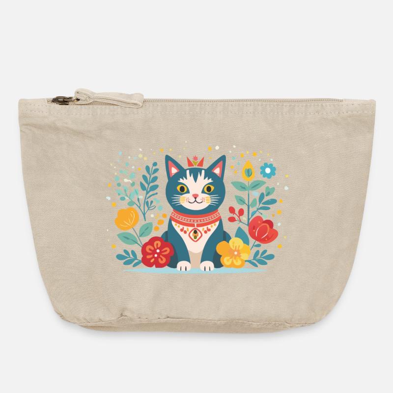 süße Katze - Vintage Reißverschluss-Täschchen (18 x 21 cm) - Vintage Sand