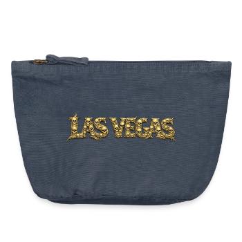 LAS VEGAS | Golden Skull Font - Vintage Zip Pouch 18 x 21 cm - vintage denim - Front