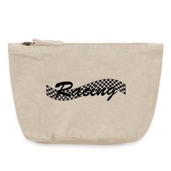 Drapeau à cocher de course - Car Auto Bike Race - Pochette zippée vintage 18 x 21 cm - sable vintage  - Devant