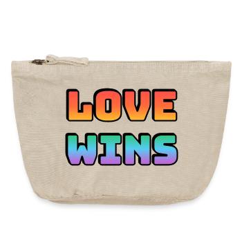 L’amour gagne des lettres arc-en-ciel dégradées - Pochette zippée vintage 18 x 21 cm - sable vintage  - Devant