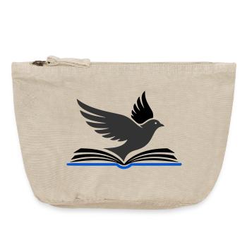 Un oiseau sort du livre - Pochette zippée vintage 18 x 21 cm - sable vintage  - Devant