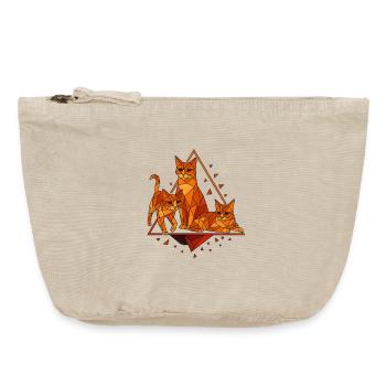 Geometric cats in diamond frame - Vintage Zip Pouch 18 x 21 cm - vintage sand  - Front