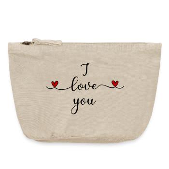 I love you - Vintage Zip Pouch 18 x 21 cm - vintage sand  - Front