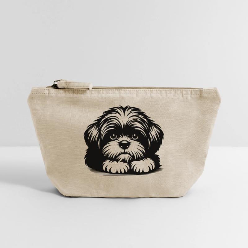 Tête de Shih Tzu avec pattes Pochette zippée vintage 18 x 21 cm