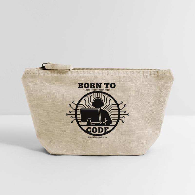 Coder Born to Code Programmer Vintage Zip Pouch 18 x 21 cm